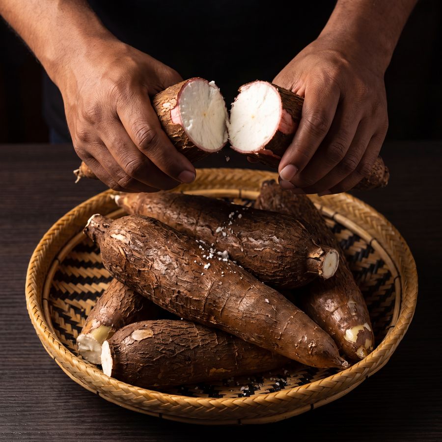 Photo de racines de manioc, épicerie africaine Sepela à Lyon 7